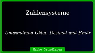 Hexadezimal in Oktal Dezimal und Binär umrechnen [upl. by Anirdnajela]