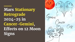 Mars Stationary Retrograde 20242025 in CancerGemini Vedic Astrology Predictions [upl. by Laehcor508]