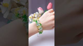 Flower cluster beaded bracelet  handcrafted green bracelet bracelet [upl. by Ossie]