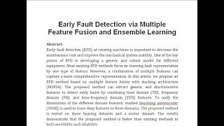 Early Fault Detection via Multiple Feature Fusion and Ensemble Learning [upl. by Curzon]