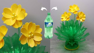 Plastic Bottle Craft Ideas  Beautiful flower from sprite bottle  Membuat bunga hias botol bekas [upl. by Danuloff]