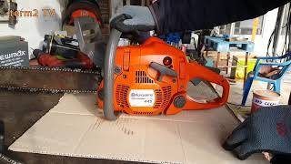 HUSQVARNA 445 Chainsaw cold start  허스크바나 450445440435 엔진톱 시동걸기 [upl. by Kries474]