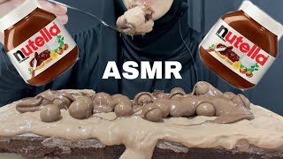 ASMR MUKBANG  NUTELLA  Chocolate cake with maltesers 😋🍫 [upl. by Eliga]