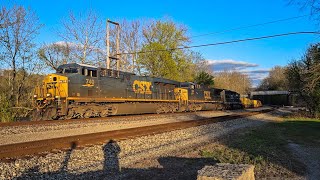 EMD SD402 on CSX mixed freight train in golden light [upl. by Anetsirk1]