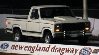 Early 80s Ford Pick Up Track Drag Race 107  123 mph [upl. by Llehcsreh]