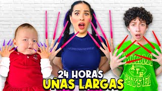 24 HORAS CON UÑAS EXTREMADAMENTE LARGAS Nasya se puso uñas 😨  Karla Bustillos [upl. by Lenssen]