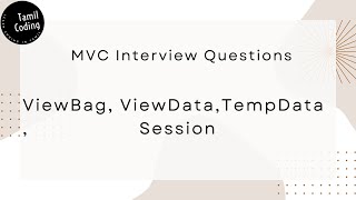 ViewBag ViewData TempData Session in MVC  Aspnet MVC  Tamil [upl. by Narmi]