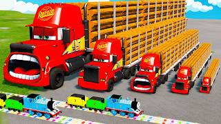 Big amp Small Long Mack Truck with Logs vs Trains Thomas  BeamNGDrive [upl. by Louella]