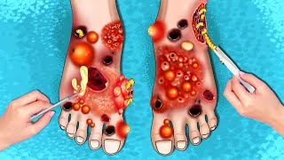 ASMR Treatment of foot bites by maggots  ASMR Animation [upl. by Clardy70]