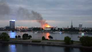 Riga Castle on Fire  Deg Prezidenta pils 2013 [upl. by Aterg455]