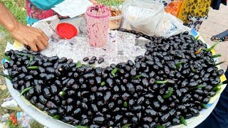 Street fruits Black plum Kalo jam vorta Eat this wonder fruits Sugar plum fairy or masala kalo jum [upl. by Arrik49]