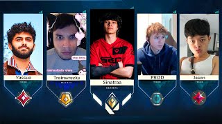 Sinatraa 5 Stacks in Valorant with JasonTheWeenie Trainwrecks Yassuo and PROD [upl. by Ardnnaed]