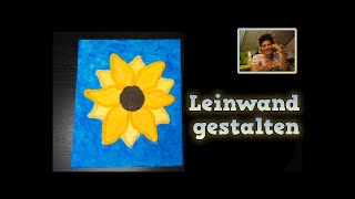 Nostalgie DIY  Leinwand bemalt und behäkelt mit Luftmaschenkette gestalten kleine Geschenkidee [upl. by Einama]