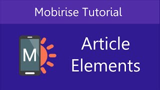 Mobirise Article Elements  Video 11 of 27 [upl. by Olimpia163]