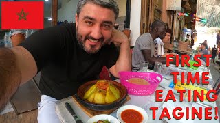 My FIRST Moroccan TAGINE Street Food 🤤😋🤤  Marrakech Day 1 🇲🇦 [upl. by Enelcaj]