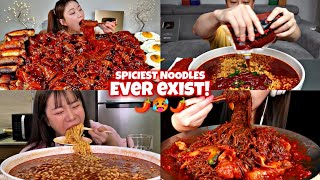 MUKBANGERS EATING TOO MUCH EXTREMELY SPICY NOODLES 🌶️🔥🥵🥵🥵 [upl. by Andie]