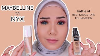 BATTLE OF MAYBELLINE SUPERSTAY VS NYX CANT STOP WONT STOP FOUNDATION BAHASA [upl. by Spielman]