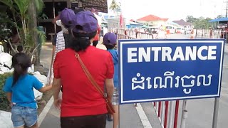 Cambodia travel to Koh Kong and cross Cambodia Thai border to Thai market [upl. by Karlotta]