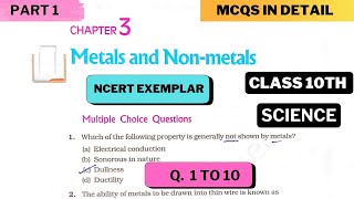 Metals and Non Metals Class 10 Science Ch  3 NCERT Exemplar Problem Solution  Part 1 [upl. by Atinot]