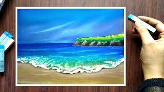 How to Draw Easy and Beautiful Seascape for beginners  Soft Pastel Drawing  Seascape Painting [upl. by Harrus]