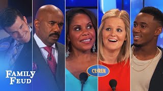 ALLTIME GREATEST MOMENTS in Family Feud history  Part 5  More FUNNIEST Answers [upl. by Arihsat598]