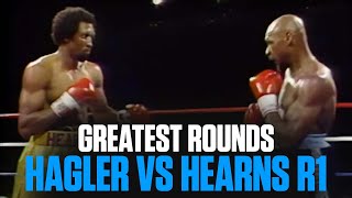 Marvin Hagler vs Tommy Hearns Round 1  GREATEST ROUND OF BOXING  ON THIS DAY [upl. by Dodi]