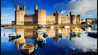 Caernarfon Castle Wales Drone Video [upl. by Odraude]