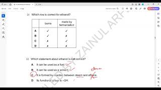 Alcohols and Carboxylic Acid Cambridge IGCSE O level Chemistry MCQs 1 to 28 Lesson 66 part c [upl. by Silisav182]