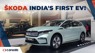 Skoda Enyaq EV  Specs Features Range India Launch  Bharat Mobility Expo 2024 [upl. by Eartha394]