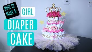 Instructions on How to Make a Diaper Cake for a Baby Girl [upl. by Christie]