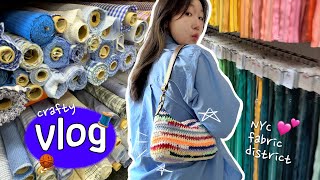 NYC fabric district making a crochet bag sewing underwear  vlog [upl. by Attennhoj]