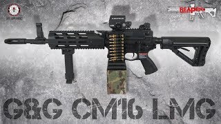 Review GampG CM16 LMG  ETUMosfet SAEG 6mm AirsoftSoftair Test [upl. by Januisz148]