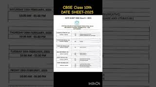 CBSE Date Sheet 2025 CBSE Class 10th Date Sheet 2025 cbse2025 cbse2025boards class10th [upl. by Perot57]