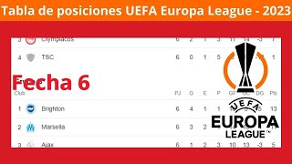 ✅Tabla de Posiciones y Resultados Hoy  UEFA Europa League ✅Fecha 6  2023 [upl. by Niraa55]