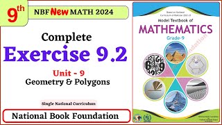 Class 9 Math Exercise 92 I Unit 9  National Book Foundation Math 9 Ex 92 NBF FBISE [upl. by Llewej]