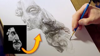 Drawing of a fragment of Marcus Aurelius in pencil [upl. by Torrence]