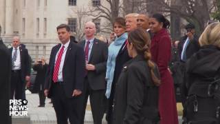 WATCH The Obamas and Bidens depart US Capitol [upl. by Harat]