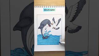 Easy dolphin cartoon drawing for beginners🐬 dolphindrawing easycartoondrawings shortsviral [upl. by Enihpets290]