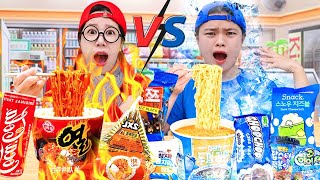 Mukbang 차가운 음식 vs 뜨거운 음식 편의점 먹방 Korea Convenience Store FIRE NOODLES EATING 티미 TIMI [upl. by Branscum]