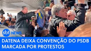 Datena deixa convenção do PSDB marcada por protestos [upl. by Alejandra]