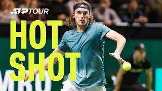 Hot Shot Tsitsipas Showcases Athletic Ability In Rotterdam 2019 [upl. by Cown]