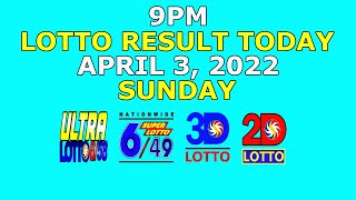 OLD 9pm Lotto Result Today April 3 2022 Sunday [upl. by Muraida581]