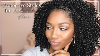 Protective Hairstyles for Relaxed Hair  Low Tension Hairstyles  Niara Alexis [upl. by Abby257]