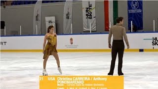 Christina CARREIRAAnthony PONOMARENKO USA FD  Budapest Trophy 2024 [upl. by Ericka]