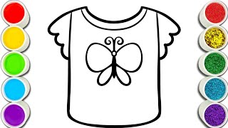 Butterfly Print Tshirt Drawing Painting Coloring for Kids and Toddlers [upl. by Ittam]