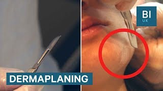 We tried dermaplaning a £150 treatment where your face is scraped with a scalpel [upl. by Aneert]