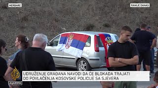 Blokirano više puteva u blizini granica između Kosova i Srbije [upl. by Aihtniroc]