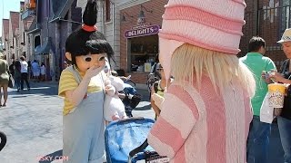 V112 HSKY Despicable Me Girls Margo Edith Agnes having fun at Universal Studios Hollywood 2014 HD [upl. by Calloway286]