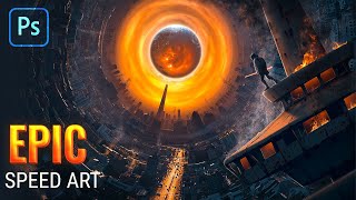 Epic City Photo Manipulation Speed Art  Photoshop Tutorial [upl. by Mena]