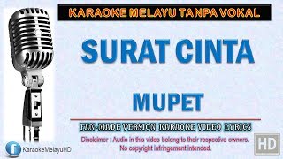 Mupet  Surat Cinta  Karaoke  Tanpa Vokal  Minus One  Lirik Video HD [upl. by Ahsahtan]